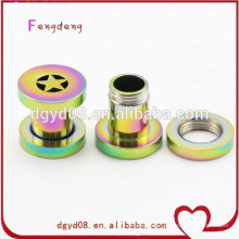 Fashion start rainbow color stainless steel tunnel body piercing jewelry